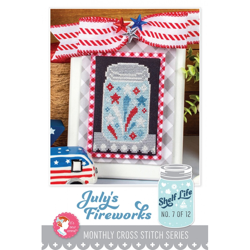 July's Fireworks Shelf Life Cross Stitch Pattern # ISE-4031 - Special Order
