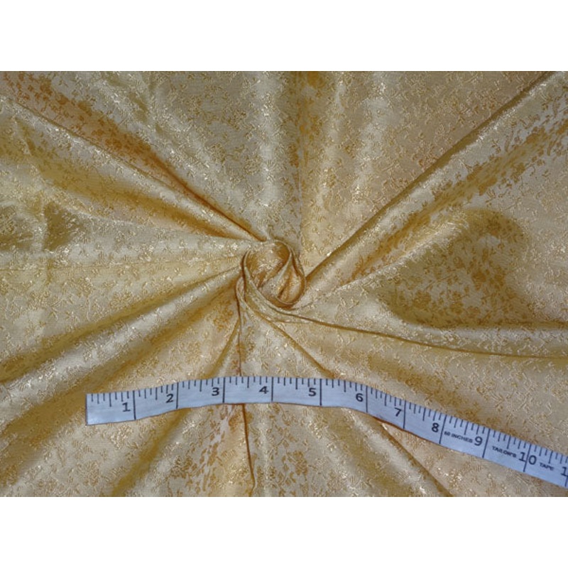 SILK BROCADE FABRIC GOLDEN X CREAM COLOR 44"