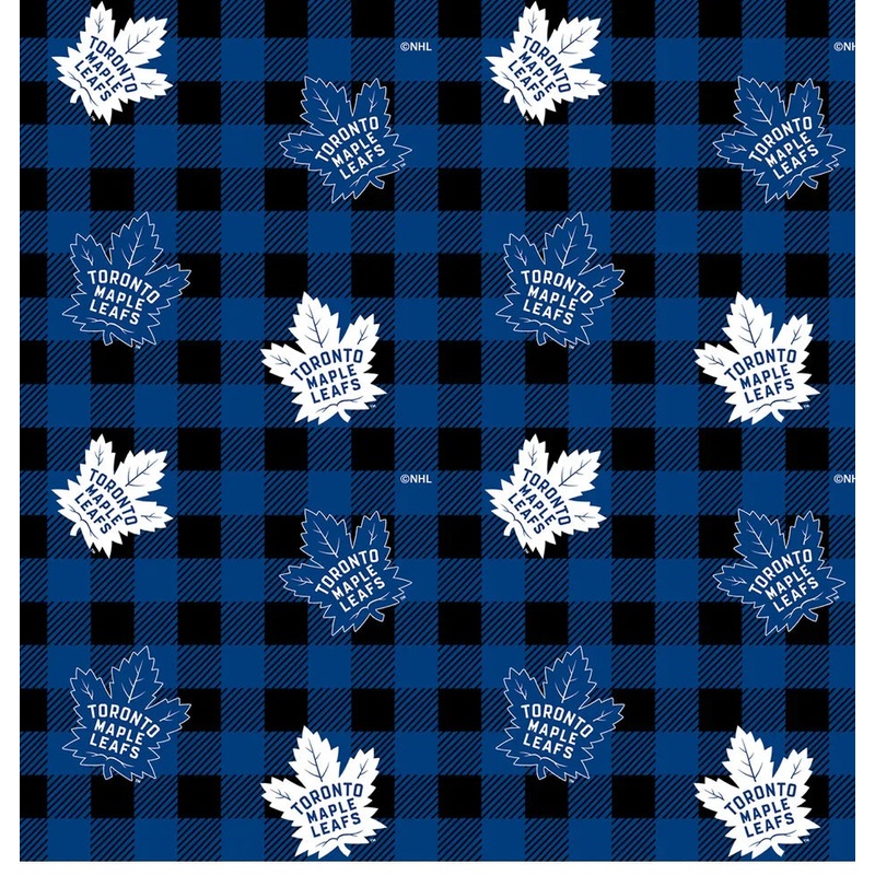 Toronto Maple Leaf NHL Hockey Check FLANNEL Sykel Enterprises Cotton Fabric NHL-1192-MAP