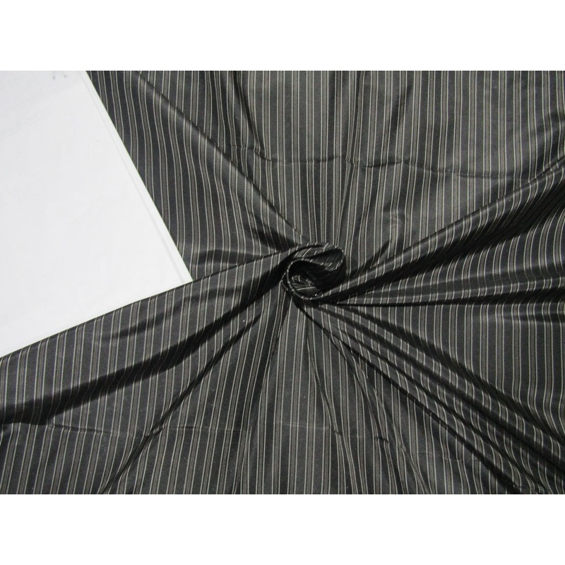 100% silk dupion STRIPE BLACK WHITE AND GOLD COLOR DUPS80