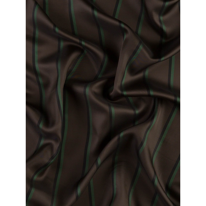 Boating Stripe - Mallard & Khaki - Silky Lining