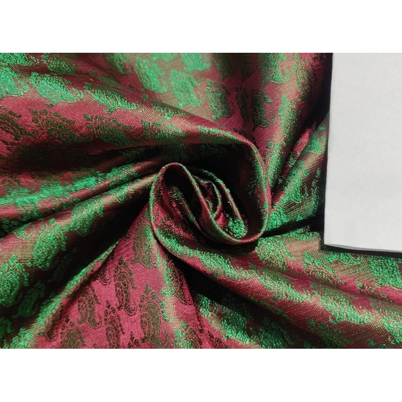 Silk Brocade fabri available in two designs green and red/ black and metallic gold color 44" wide BRO68 green and red