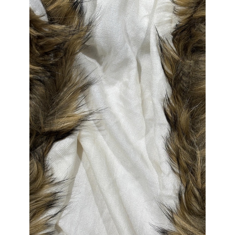 SILK pashmina stole with fur 29" wide and 77" long