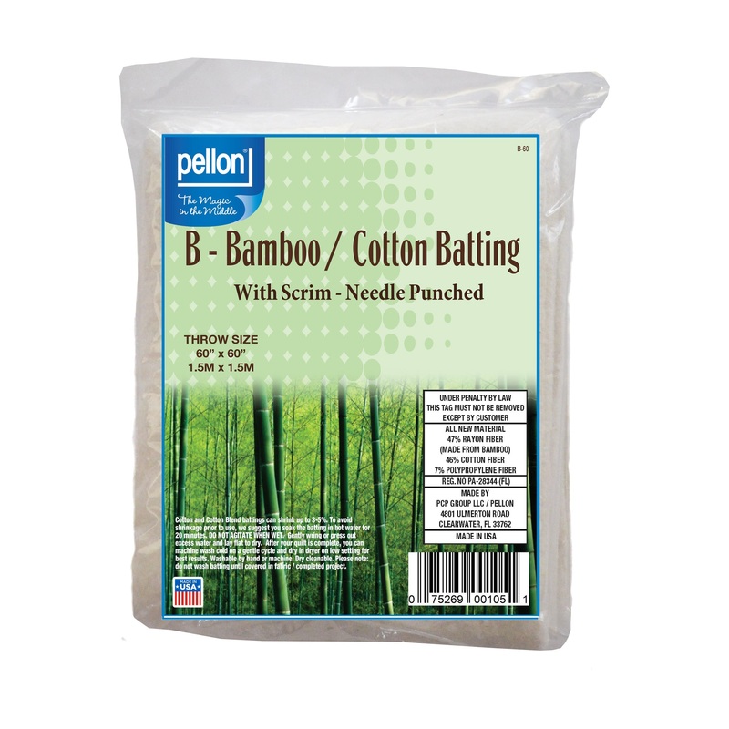 Pellon Bamboo/Cotton Batting Scrim 60" x 60" Throw Size Package
