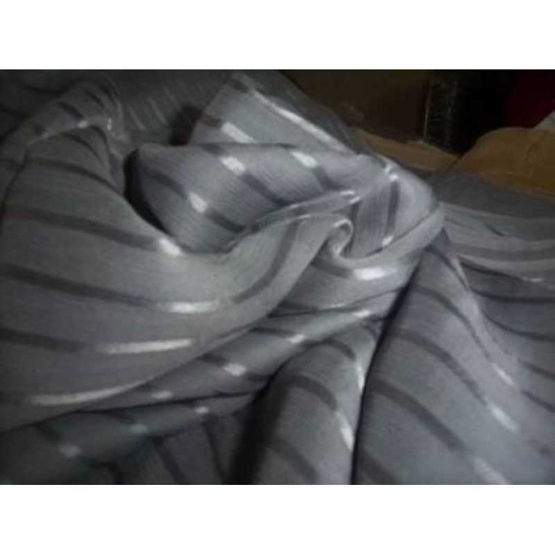 Rich grey silk chiffon thin satin stripe fabric 44" wide