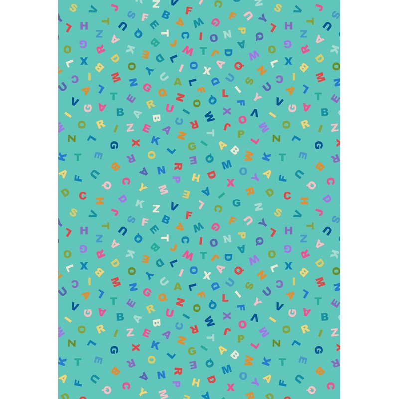 Animal Alphabet Letters Turquoise Lewis & Irene Cotton Fabric LI-A972B