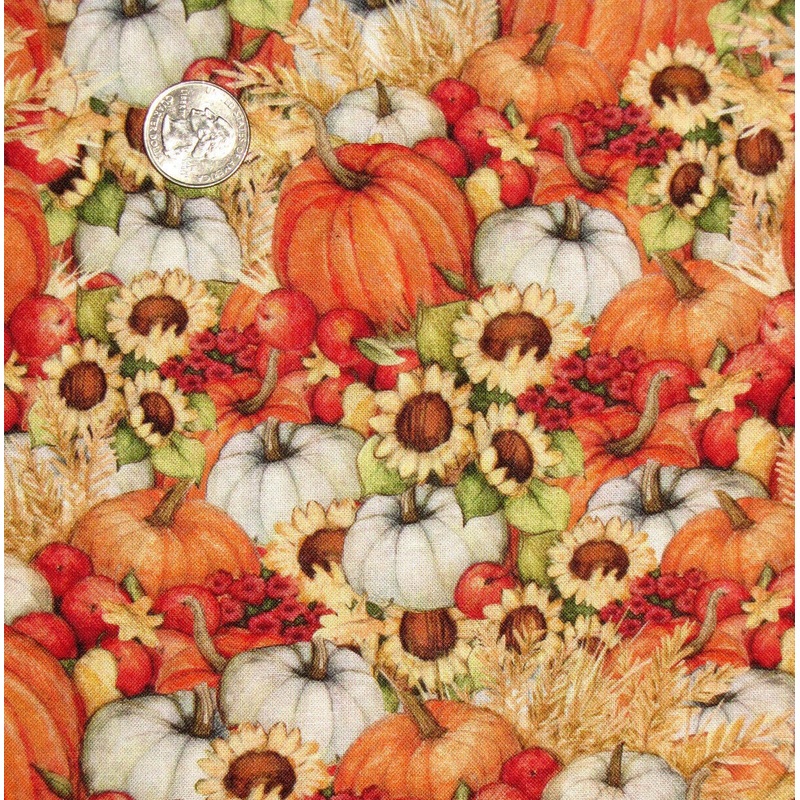 Autumn Sunflower Pumpkin Field Susan Winget Springs Creative Cotton Fabric