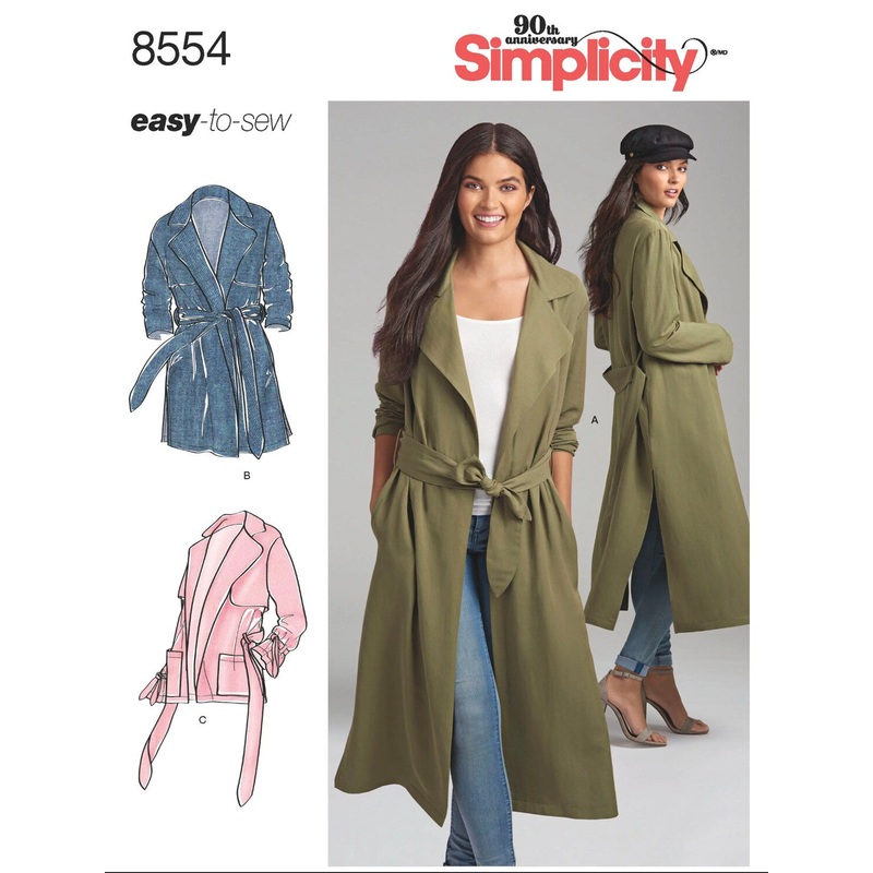 Misses' Trench coat in 2 lengths 8554