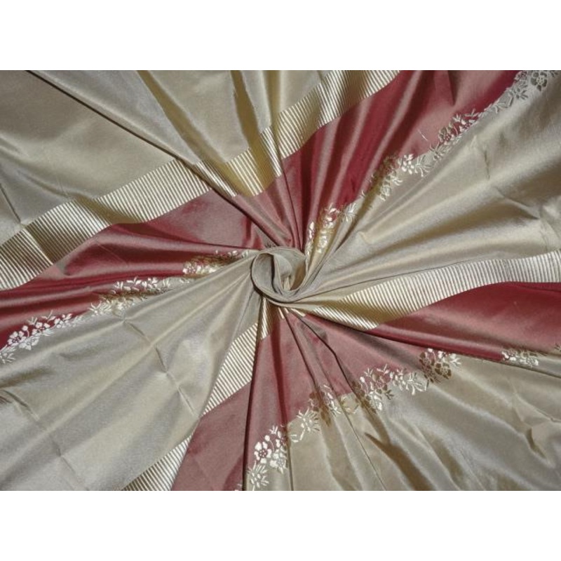 STUNNING SILK TAFFETA JACQUARD~ MAROON X GOLD TAFSJ20