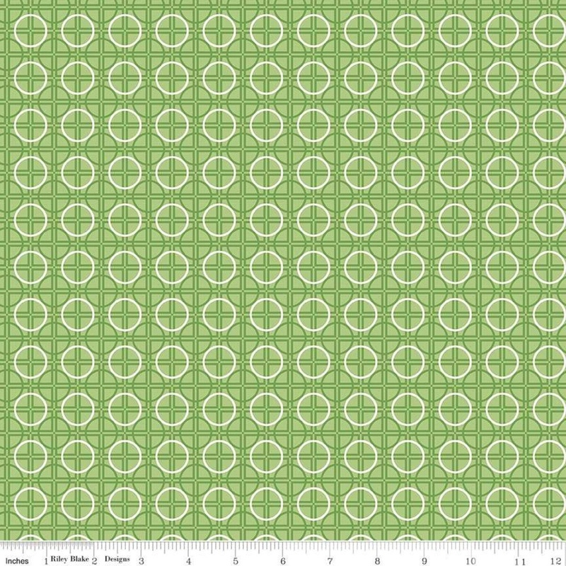 Bee Basics Circle Green Lori Holt Riley Blake Designs Cotton Fabric RB-C6407-GREEN