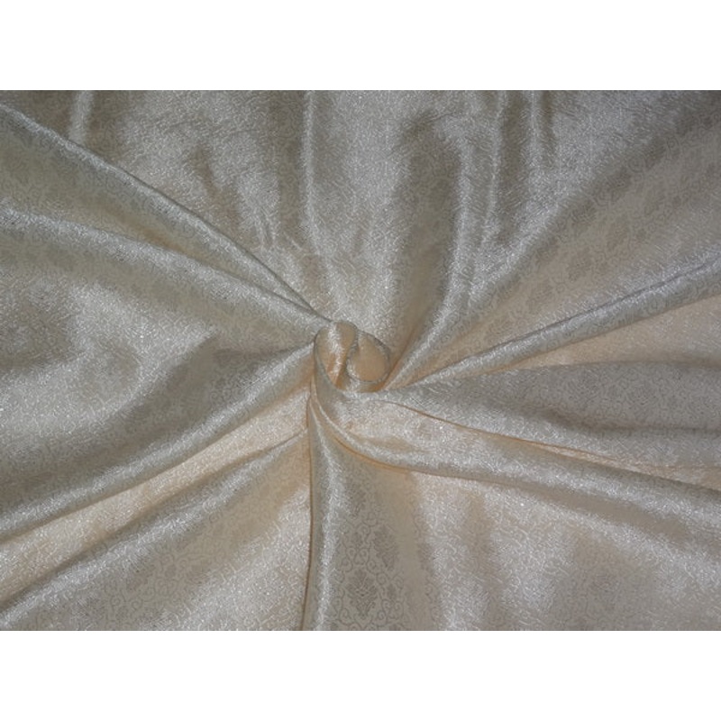 SILK BROCADE FABRIC CREAM COLOR 44"INCH