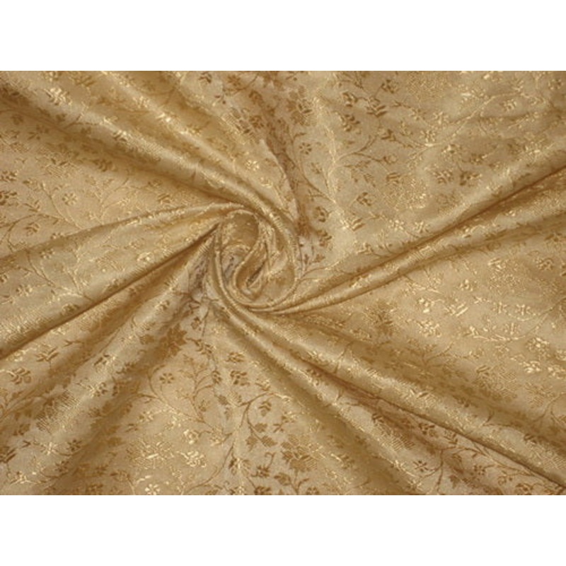 Silk Brocade Fabric pure Gold on Gold color