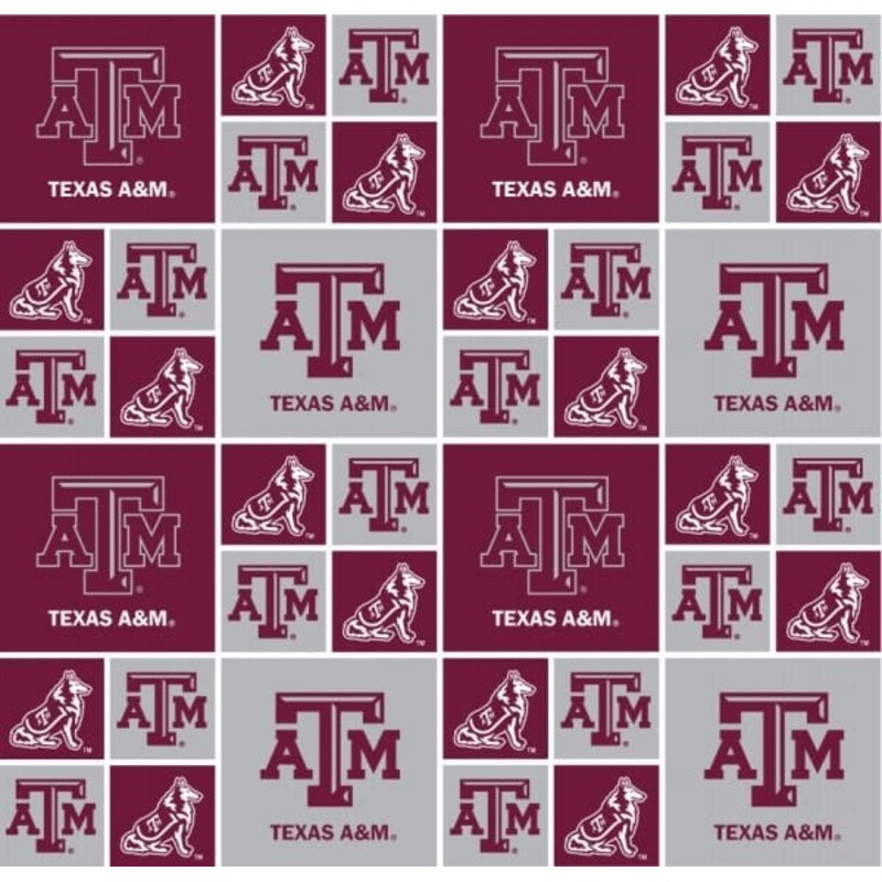 Texas A&M Aggies NCAA College Box Sykel Cotton Fabric TAM-020