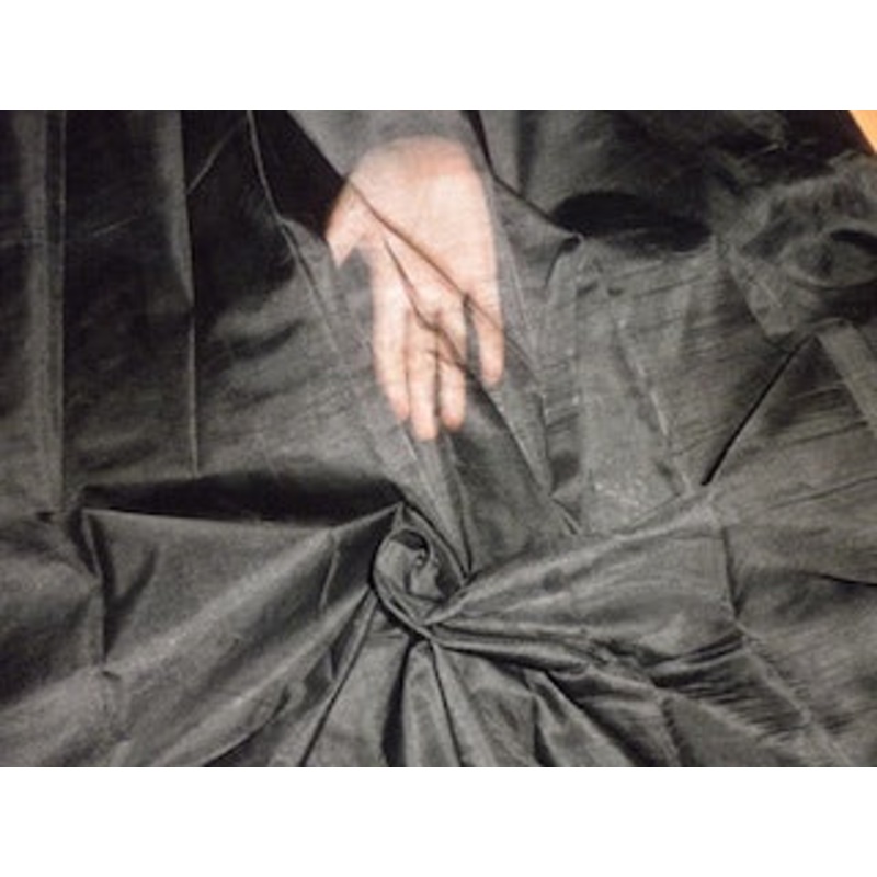 TUSSAR VISCOSE SILK JET BLACK FABRIC 44" WIDE