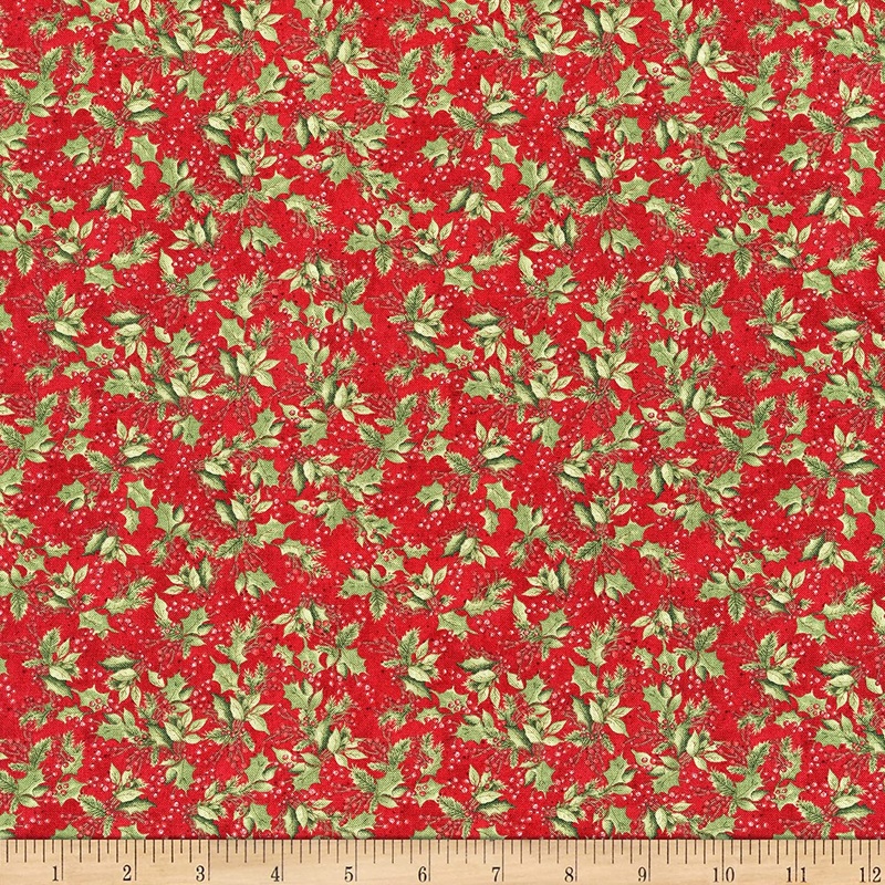 Winter Forest Holly and Berries Red Susan Winget Wilmington Prints Cotton Fabric WP-39692-373