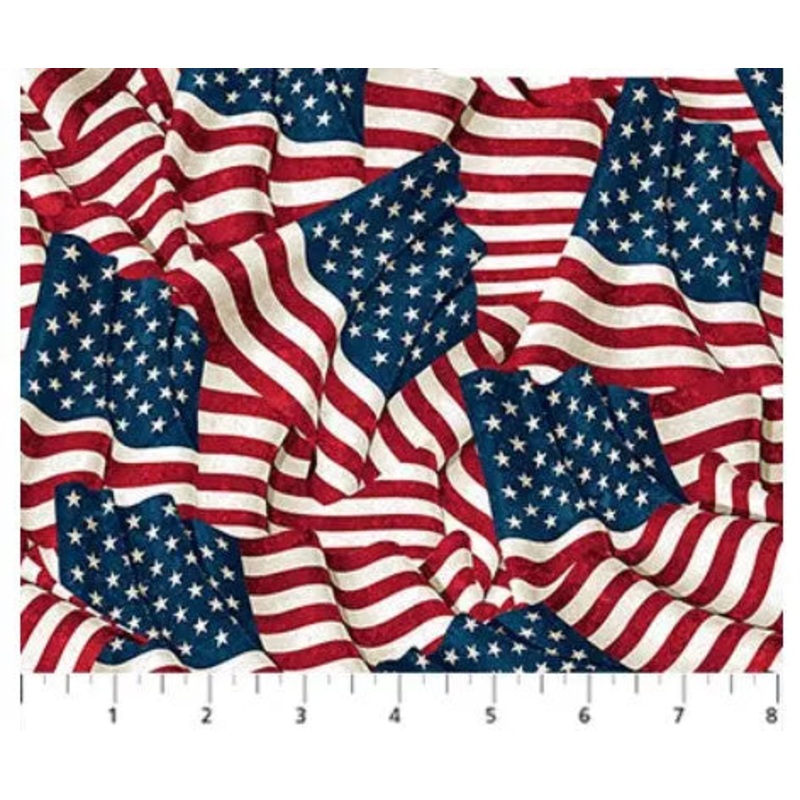 Red White And Blue Stars And Stripes Cotton Wideback Fabric per yard