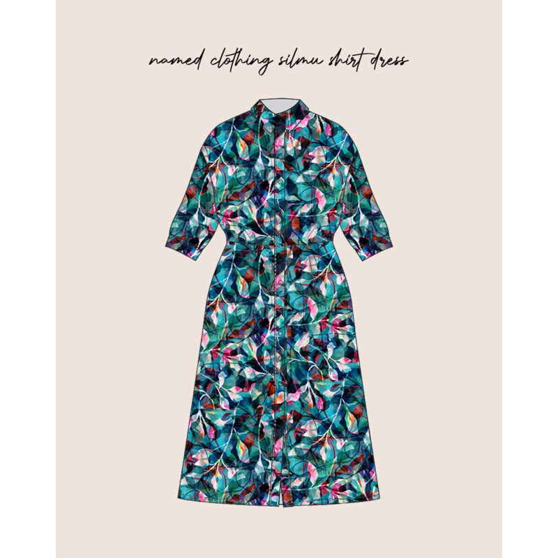 Sewing Kit - Silmu Shirt Dress in Painted Foliage Viscose