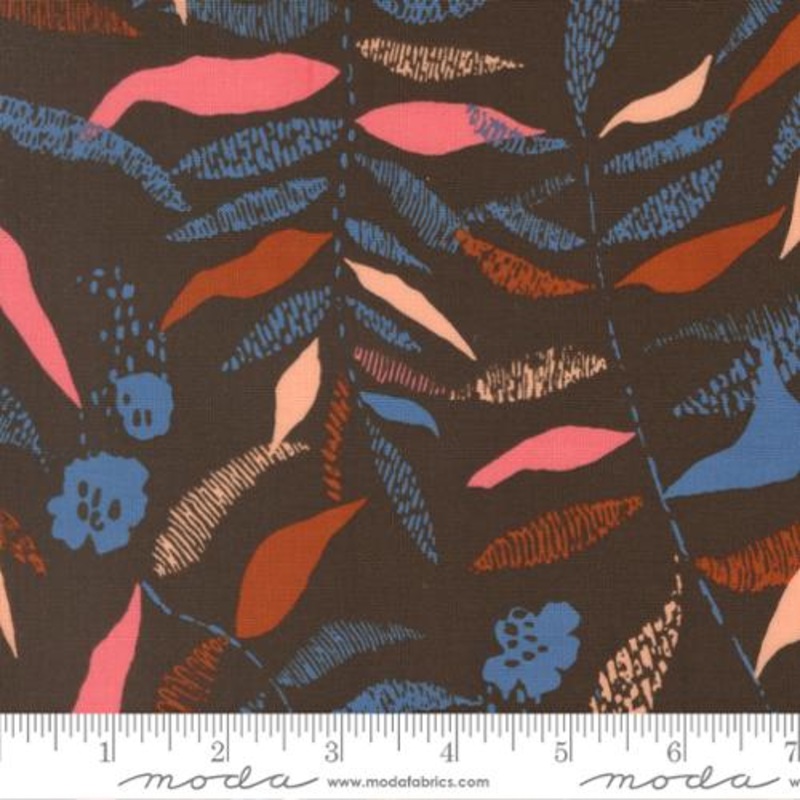 Boho Haven Textured Frond Cotton Fabric - Walnut 45643 15