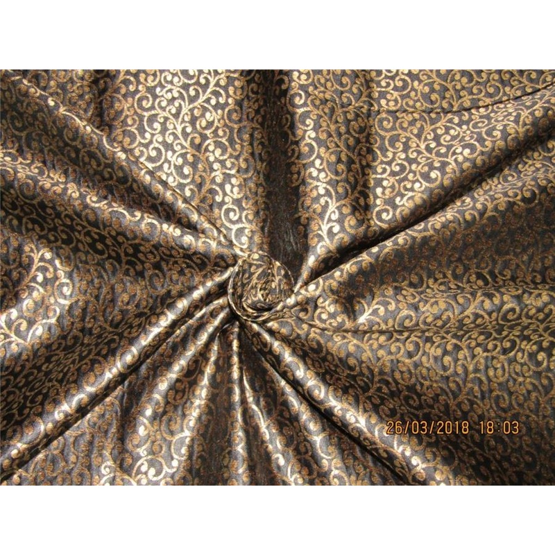 Reversible Brocade Fabric black x gold Color 44"