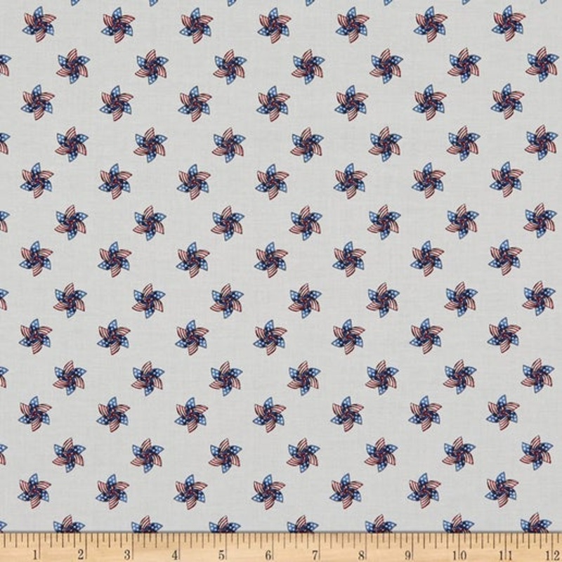 Teddy's America Wind Spinner Pinwheel Ecru Robert Giordano Henry Glass Cotton Fabric
