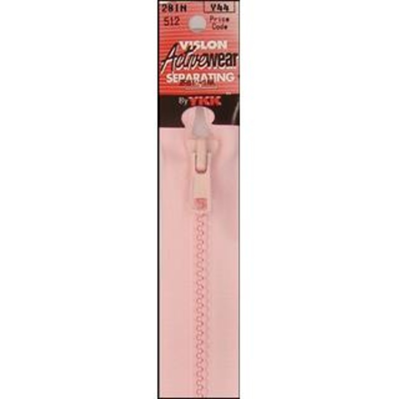 YKK Vislon Separating Zippers 28" Baby Pink