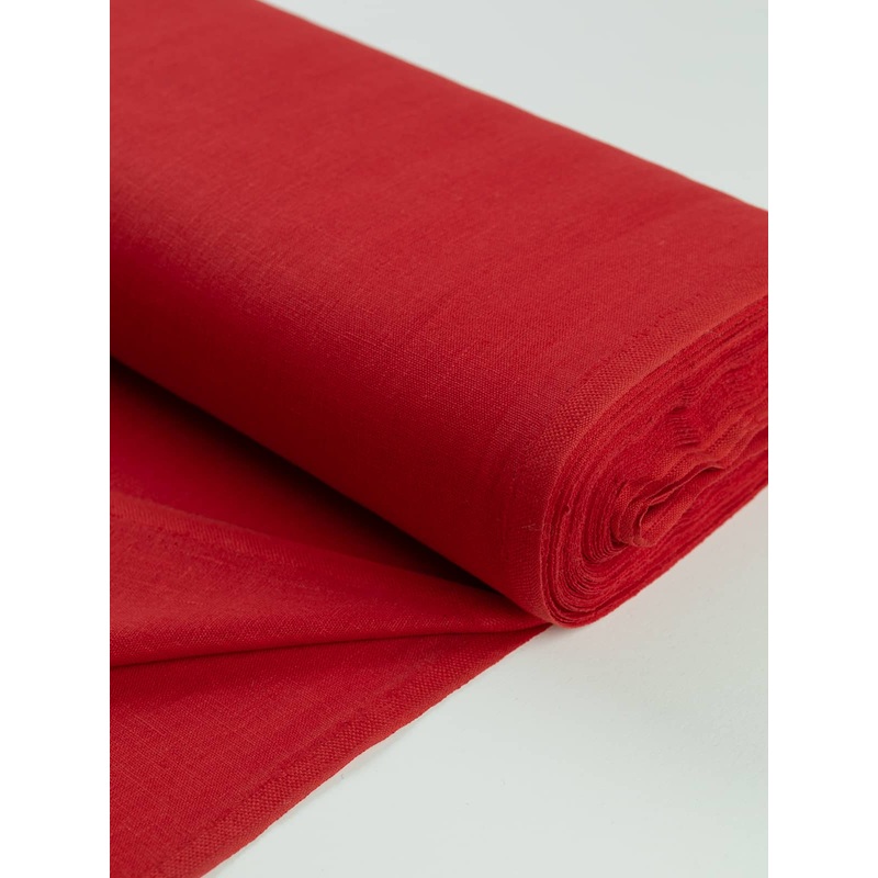 100% Linen Crosshatch - Red Mist