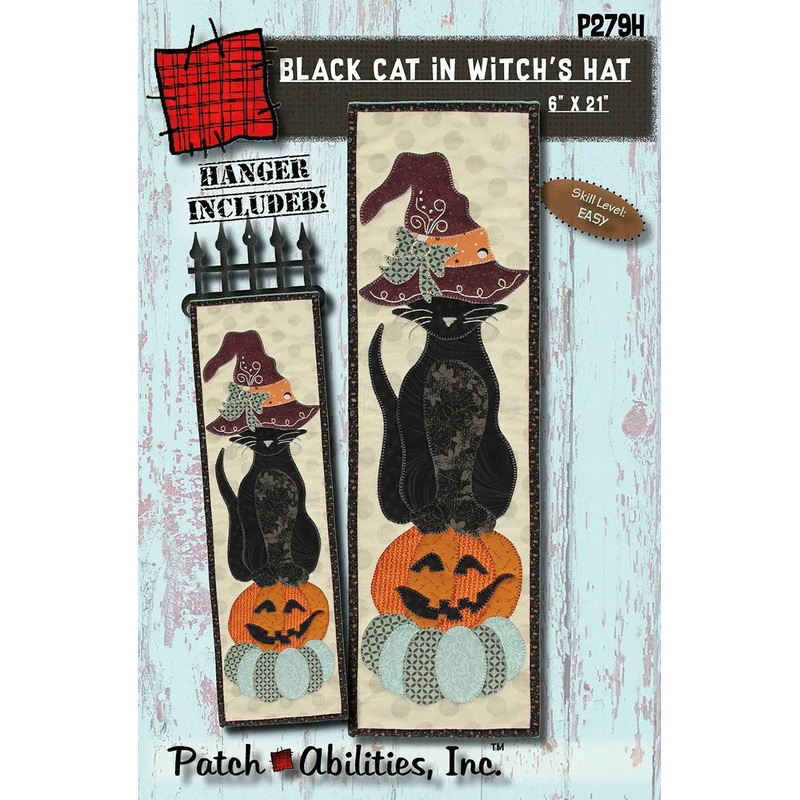 Black Cat in Witch's Hat with Hanger