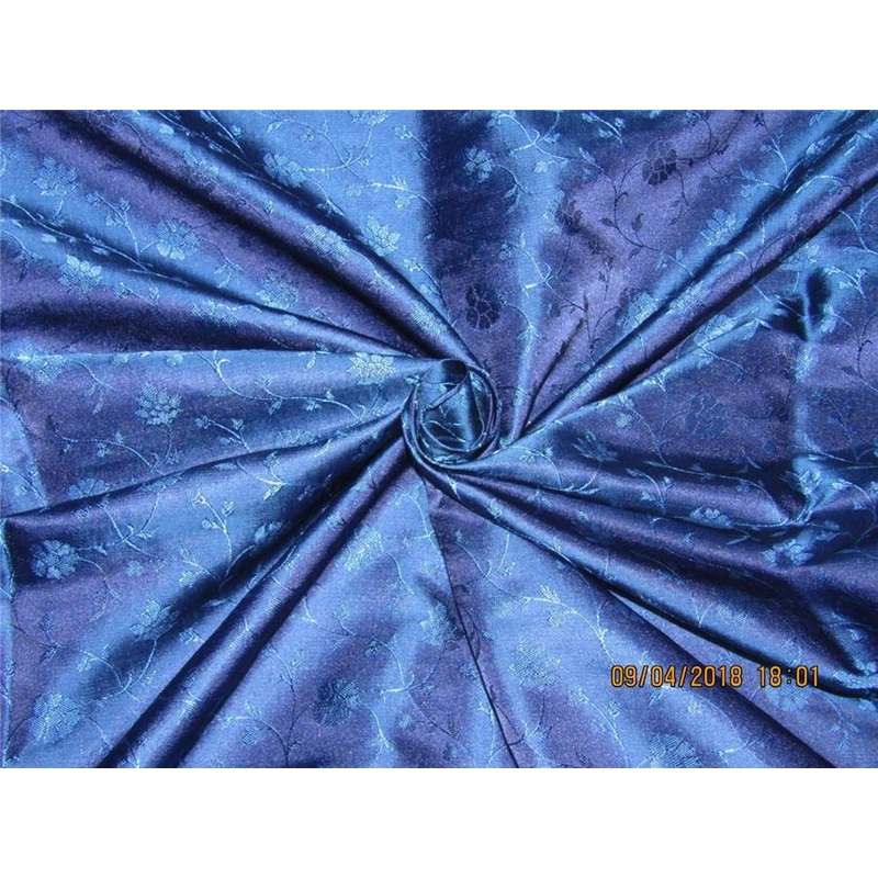 Silk brocade fabric electric blue color 44"
