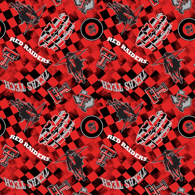 Texas Tech Red Raiders NCAA College Checks Red Sykel Enterprises Canvas Duck Cloth Cotton Fabric TT-1380-RED
