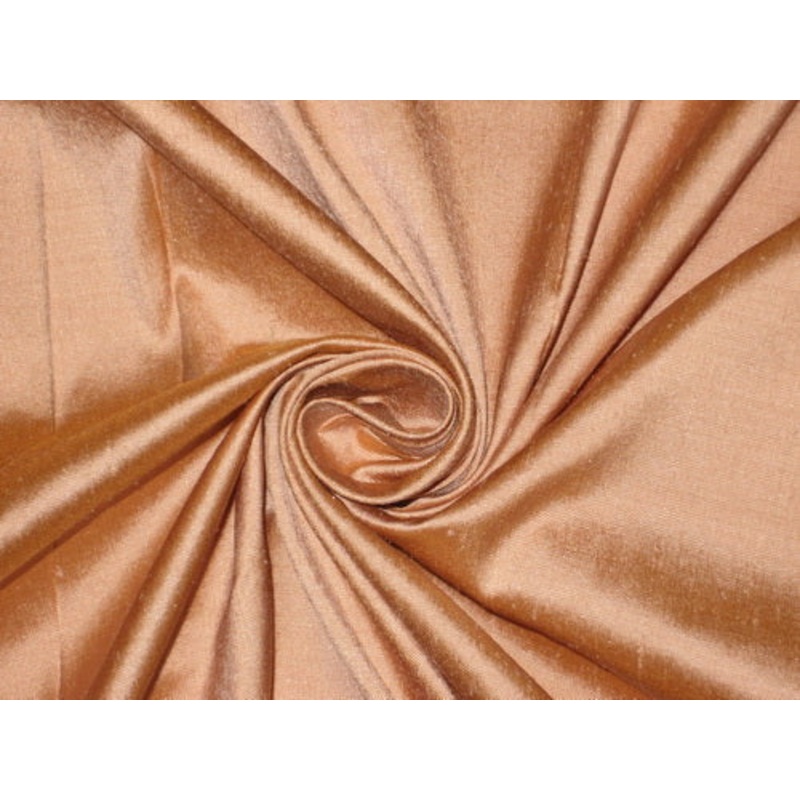 100% Pure SILK Dupion FABRIC Peachy Rose with Orangeish Mustard Shot colour 108" wide