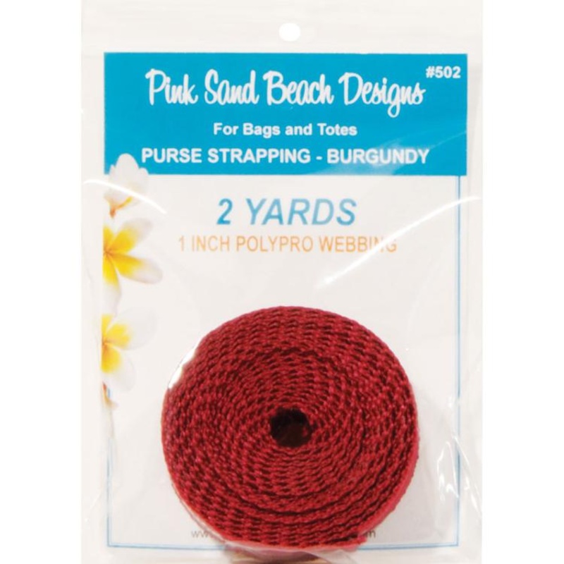 Purse Strapping 1 Inch Polypro Webbing 2yd Burgundy Red Pink Sand Beach Designs PSB-502
