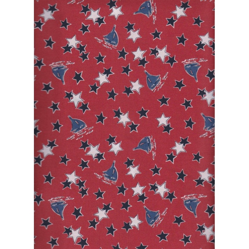 Sail Boats Nautical Patriotic Theme Stars Springs Creative Cotton Fabric