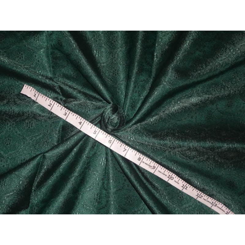 SILK BROCADE FABRIC PINE GREEN COLOR 44"INCH
