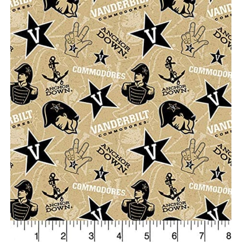 Vanderbilt Commodores NCAA College Tone on Tone Sykel Cotton Fabric VAN-1178