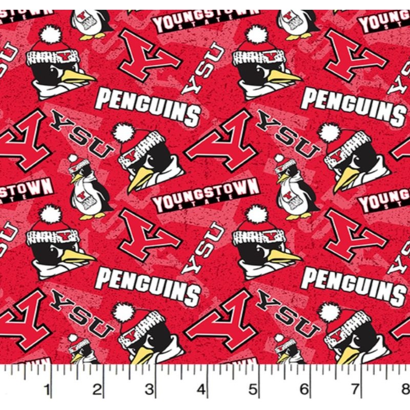 Youngstown State University Penguins NCAA College Tone on Tone Sykel Cotton Fabric YNG-1178