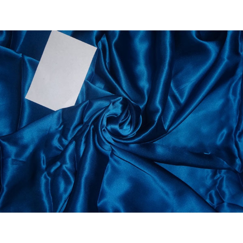 100% PURE SILK SATIN FABRIC 80 GRAMS BLUE COLOR 44" wide