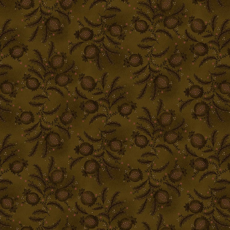 Scrap Basket Favorites Pomegranate Patch Brown Kim Diehl Henry Glass Cotton Fabric