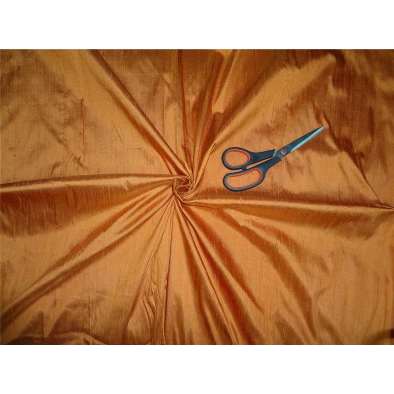 100% PURE SILK DUPIONI FABRIC DEEP MARINE ORANGE colour 54" wide WITH SLUBS*