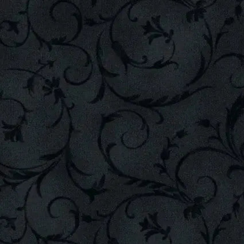Black Soft Elegant Scroll Cotton Wideback Fabric per yard