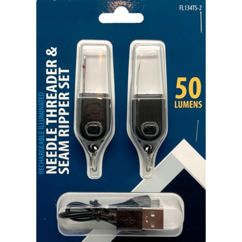 Rechargeable Illuminated Needle Threader & Seam Ripper Set