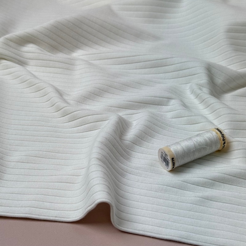 REMNANT 2 Metres - Off-White Cotton Ribbed Jersey