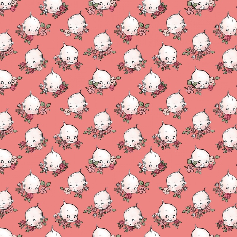 SEW KEWPIE Faces Coral - SALE $19.00 p/m