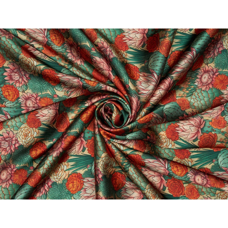 Copper Cactus - Silky Satin Charmeuse print - fabric by the yard - double sublimation print