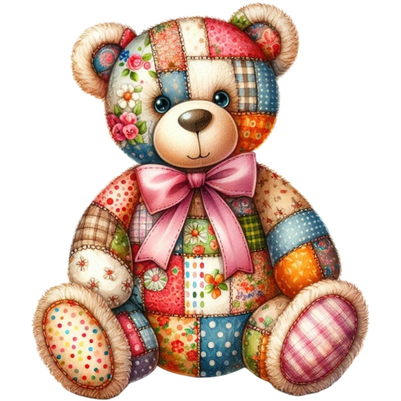 Quilted Toy Animals Fabric Panel 7