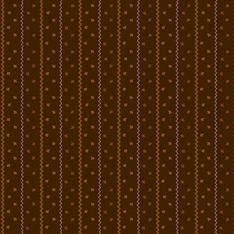 Scraps of Kindness Sprigged Stripe Chocolate Kim Diehl Henry Glass Cotton Fabric