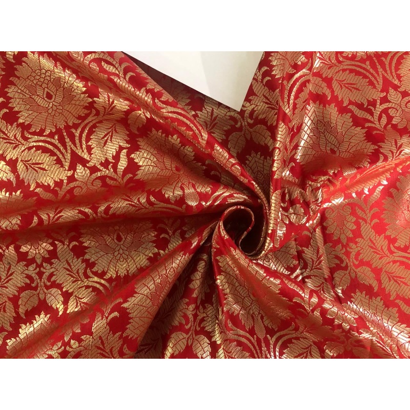 Silk Brocade fabric 44" wide JACQUARD available in 2 colors RED AND SHOCKING PINK BRO972 red