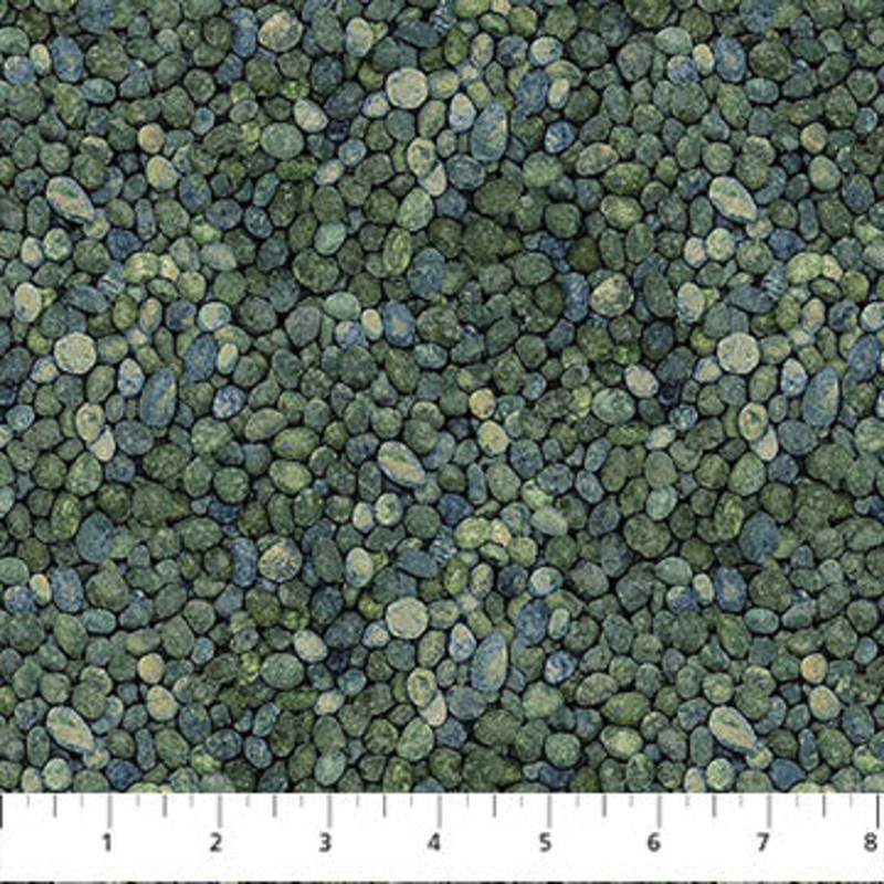 Stonehenge Rooted Pebbles Teal Linda Ludovico Northcott Fabrics Cotton Fabric NC-DP28768-69