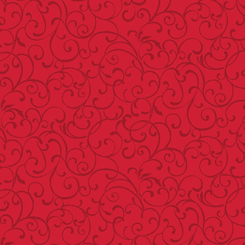 A Botanical Season Seasonal Scroll Red Jackie Robinson Benartex Cotton Fabric