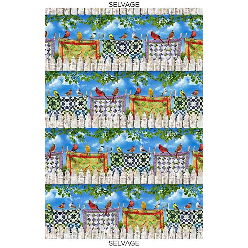 Birds on Quilts 11" Stripe Multi Timeless Treasures Cotton Fabric TT-Bird-CD7702-Multi