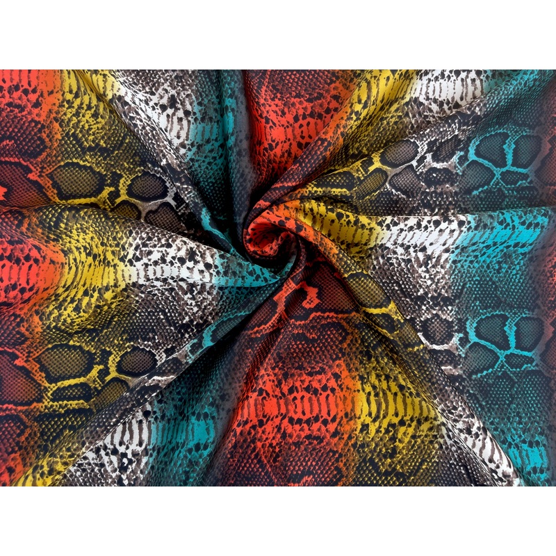 Colorful Snake animal print - silky satin Lightweight fabric